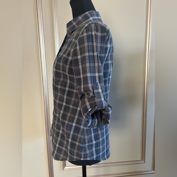 Converse One Star Blue Plaid Button Down Shirt Grunge Streetwear Flannel Medium - Picture 4 of 6